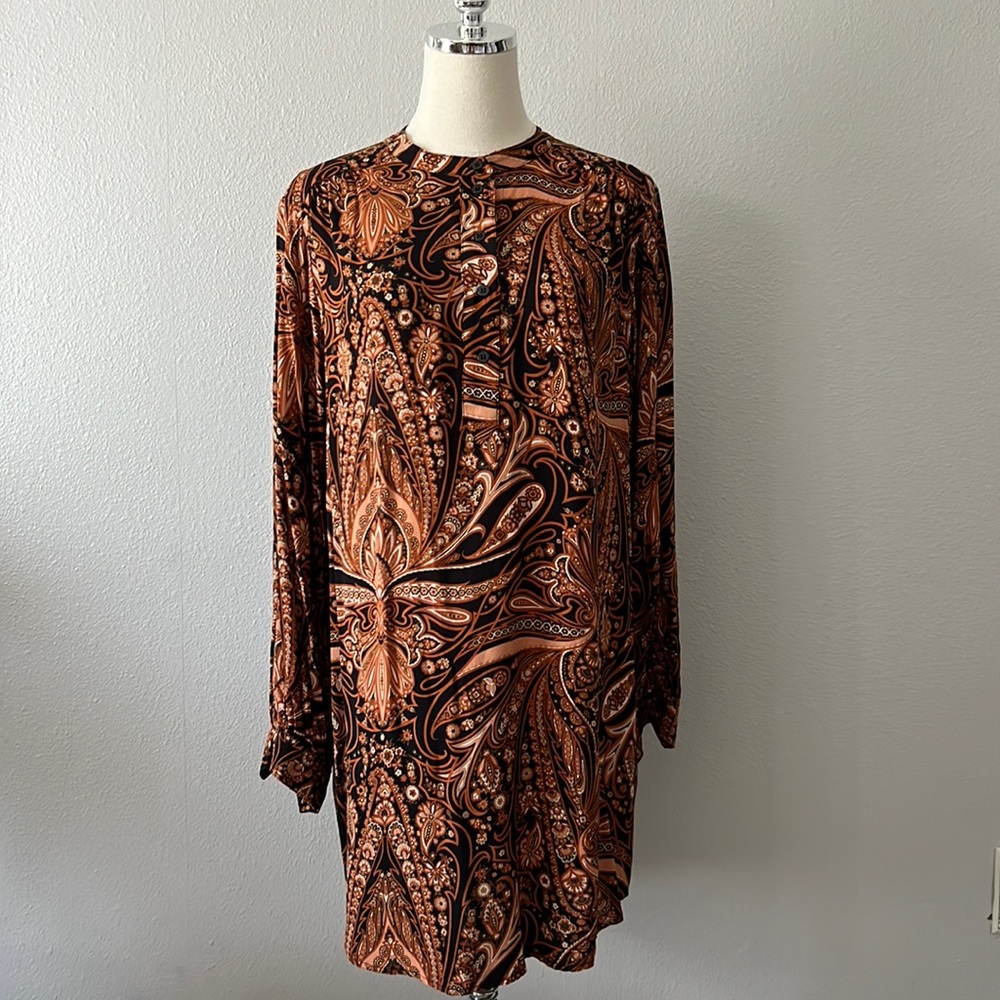 Richard Allan Mandarin Collar Long Length Blouse Long Sleeve NEW WITH TAGS Sz 8